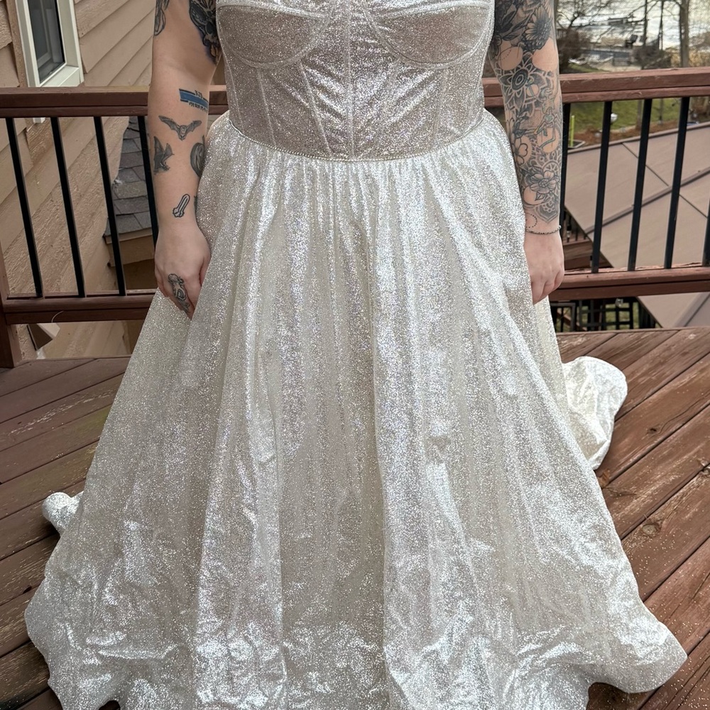 Sparkling Champagne Gold Wedding Dress